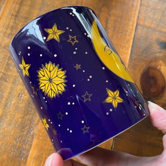 Vintage 1994 J.I.I. Cobalt Blue Moon Stars Mug Celestial JII 90s Yellow Zodiac - Picture 4 of 16
